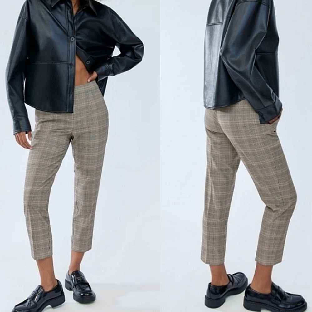 Aritzia Babaton Conan Pant Glencheck Beige Size 4
